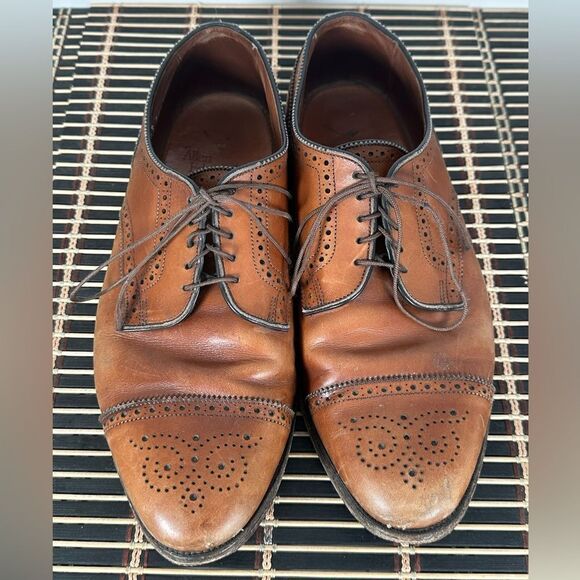 Allen Edmonds Sanford Walnut Brogue Cap Toe Leather Derby Dress Shoes Size 9.5 main image 12